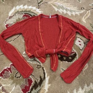 Free People Red Cardigan Sweater